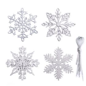 100pcs Christmas Snowflake Ornaments, Plastic Glitter Snow Flakes Ornaments for Christmas Tree (Color: silver)